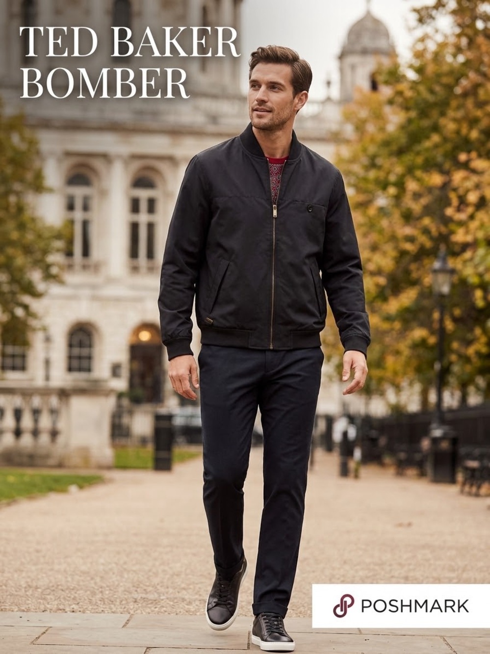 Ted Baker Black Bomber Jacket with Zip Front
